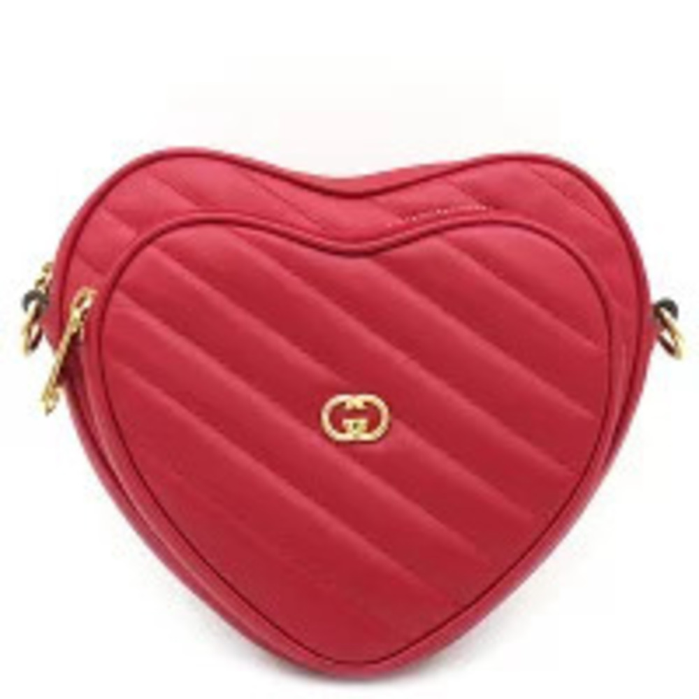 Gucci shoulder bag heart leather red